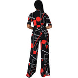 Fashion Print V-Neck Wide Leg Jumpsuit