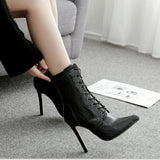 Seductive Serpent Lace-up Pointed-toe Women's Boots