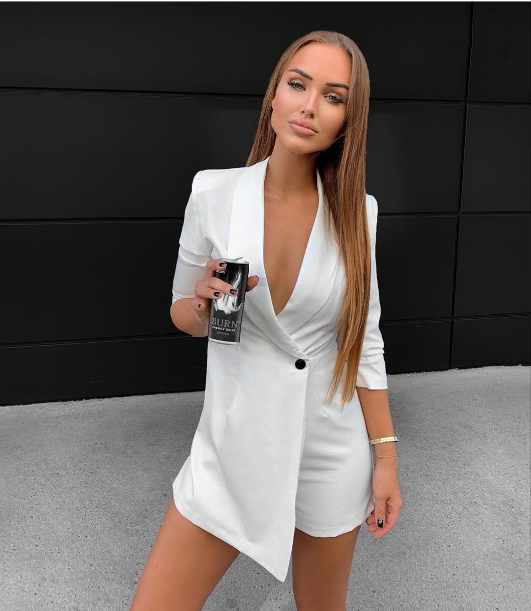 Polyester Chic Blazer Romper