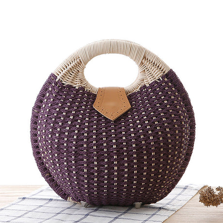 Rattan Weave Round Handbag