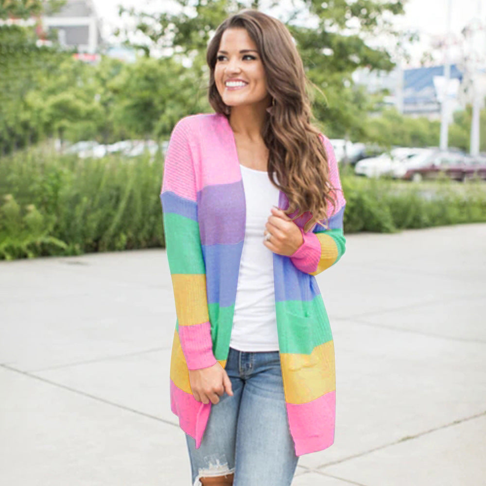 Rainbow Stitched Sweetheart Cardigan