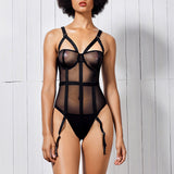 Sultry Nylon Perspective Bodysuit Lingerie