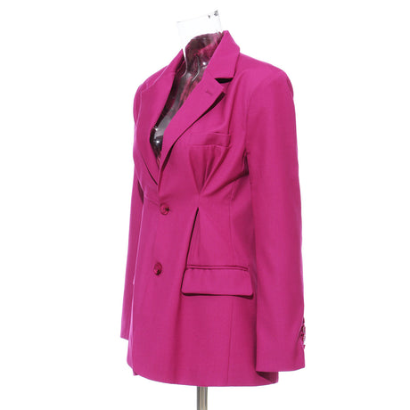 Magenta Pleated Chic Blazer