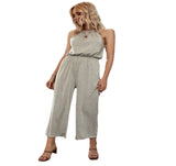 Solid Grey Women's Suspender Jumpsuit