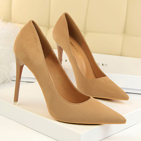 Suede Pointed High Heels