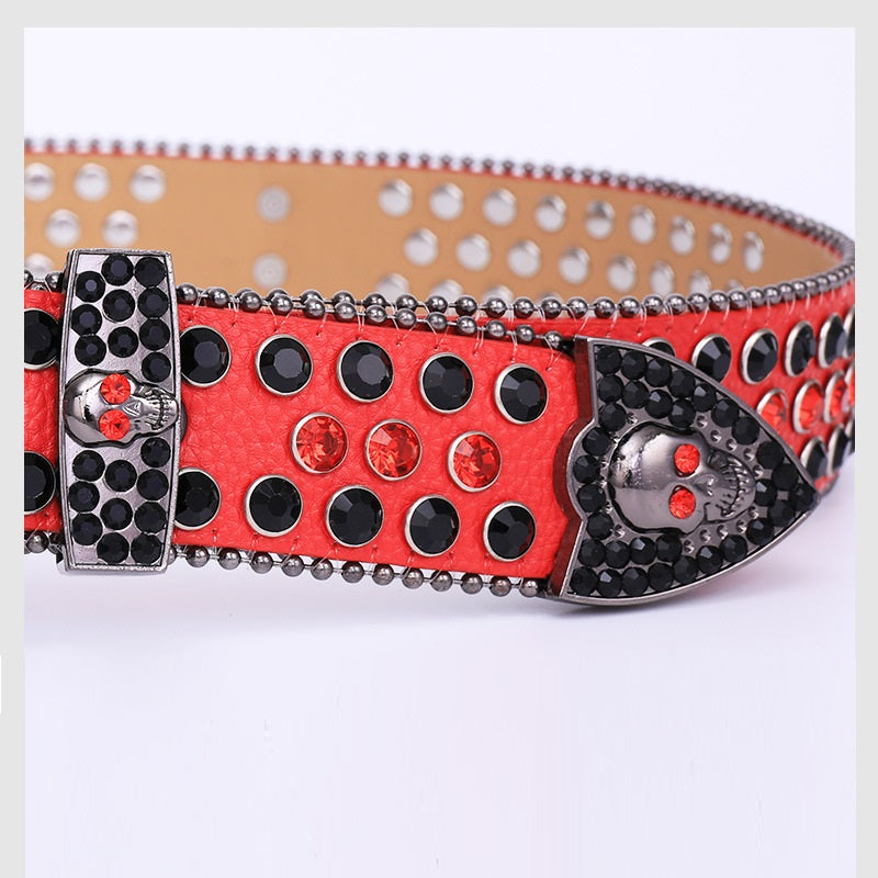 Rebel Rhinestone Skull Belt