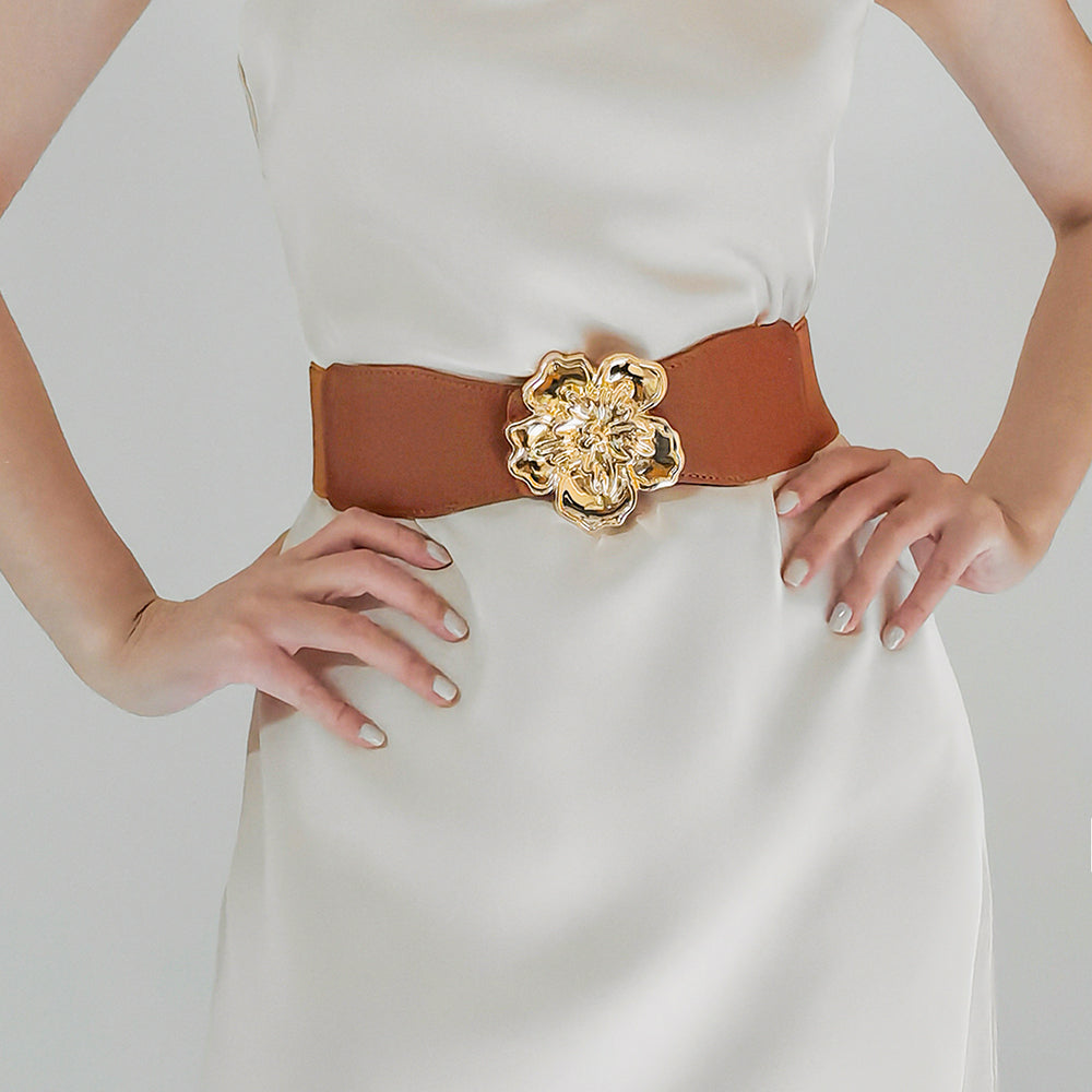 Flower Buckle Stretch Belt