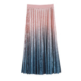 Golden Sunset Pleated Velvet Skirt