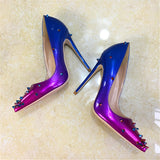 Gradient Rivet Pointed Toe High Heels