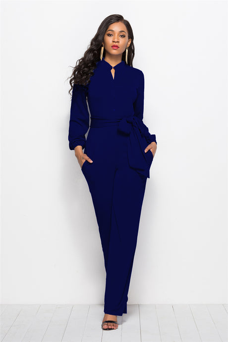 Solid Color Wide Leg Jumpsuit