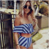 Striped Ruffle High Waist Bikini