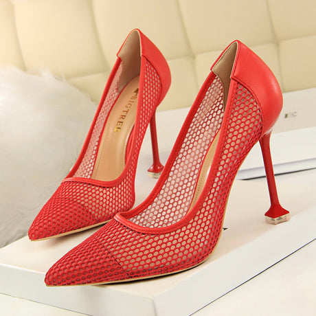 Mesh Pointed High Heels