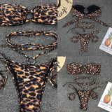 Leopard Print Polyester Lined Bikini