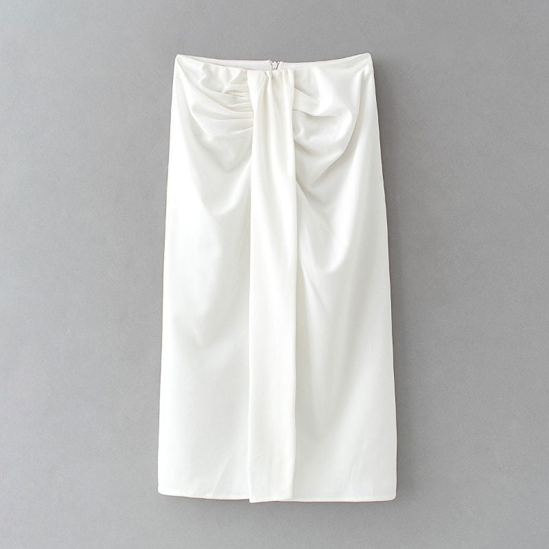 Pleated Asymmetric Slim Skirt