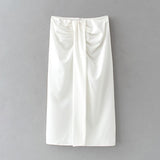 Pleated Asymmetric Slim Skirt