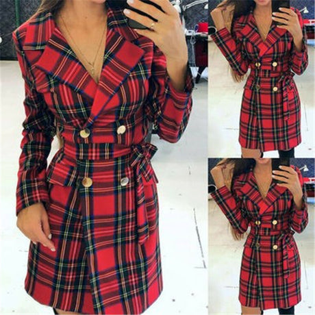 Plaid Chic Long Sleeve Blazer