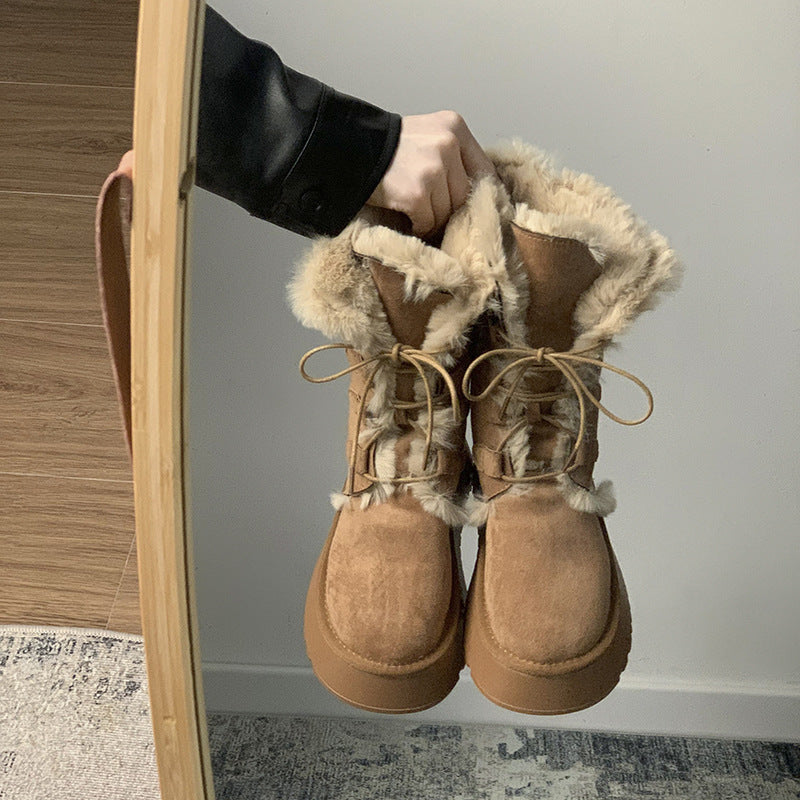 Maroon Suede Cozy Chic Snow Boots