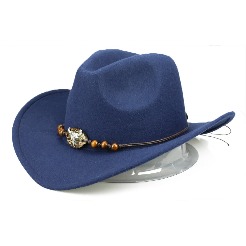 Beaded Bull Head Fedora Cowboy Hat