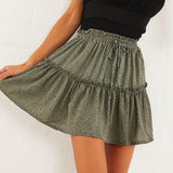 Polka Dot Pleated Chiffon Skirt