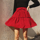 Polka Dot Pleated Chiffon Skirt