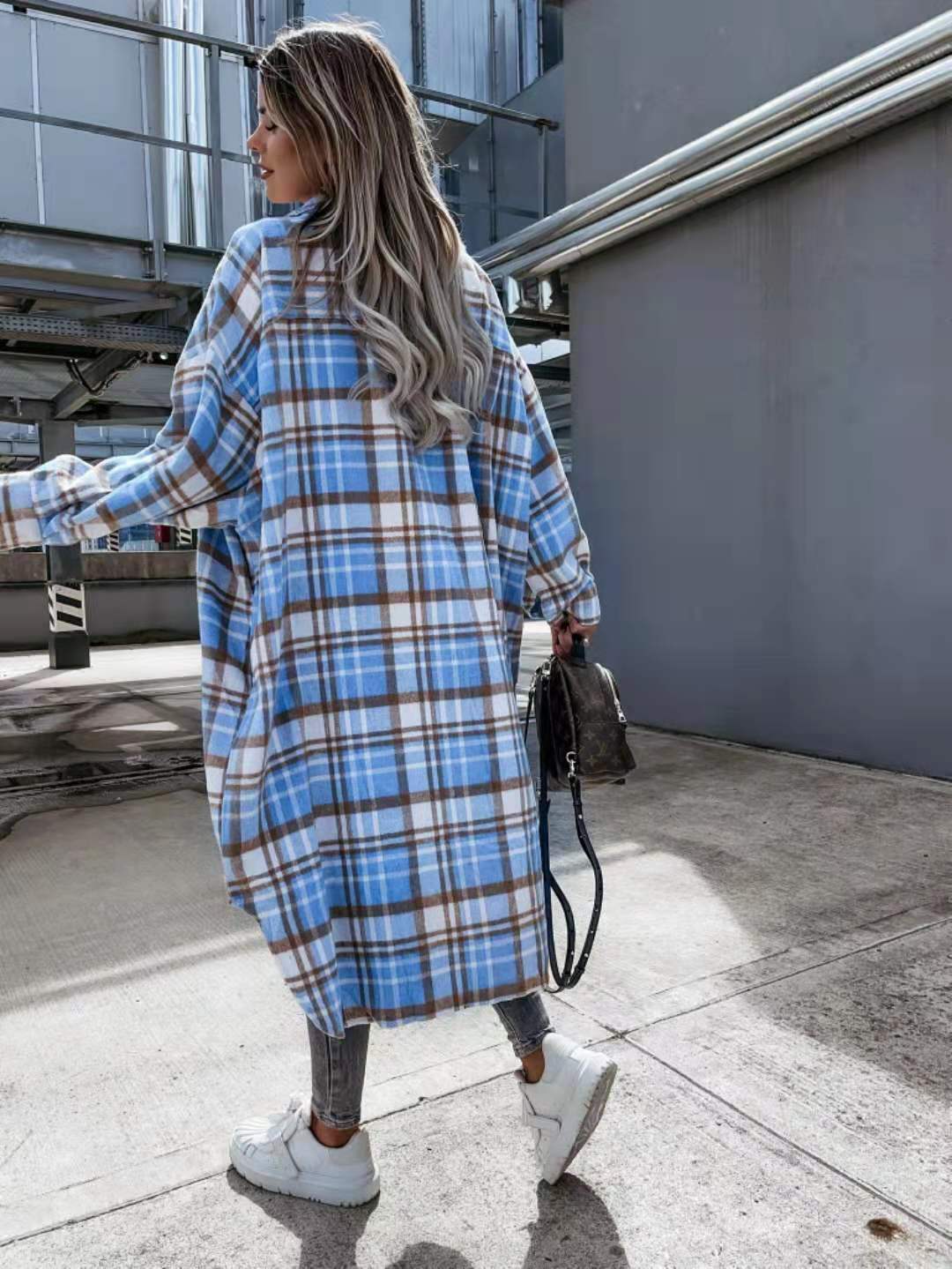 Oversized Plaid Cardigan