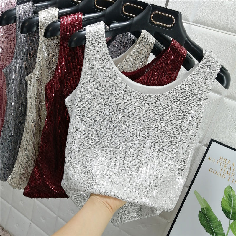 Glitter Sequin Sparkle Cami Crop Top