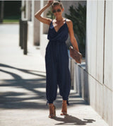 Backless Pocket V-Neck Jumpsuit