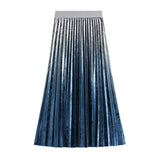 Golden Sunset Pleated Velvet Skirt