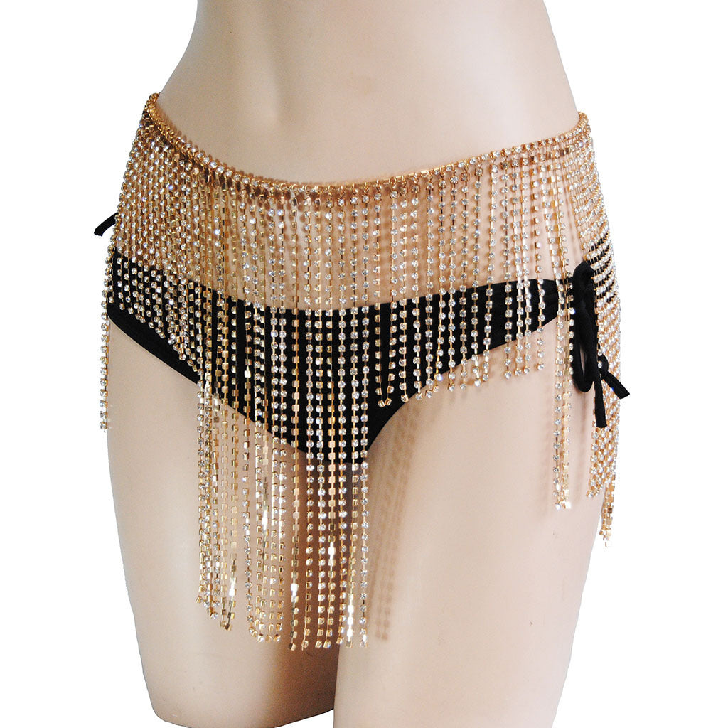 Rhinestone Tassel Waist Chain Body Jewelry