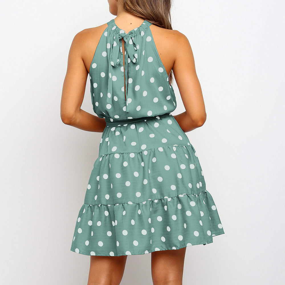 Myla Polka-Dot Halter Midi Dress