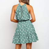 Myla Polka-Dot Halter Midi Dress