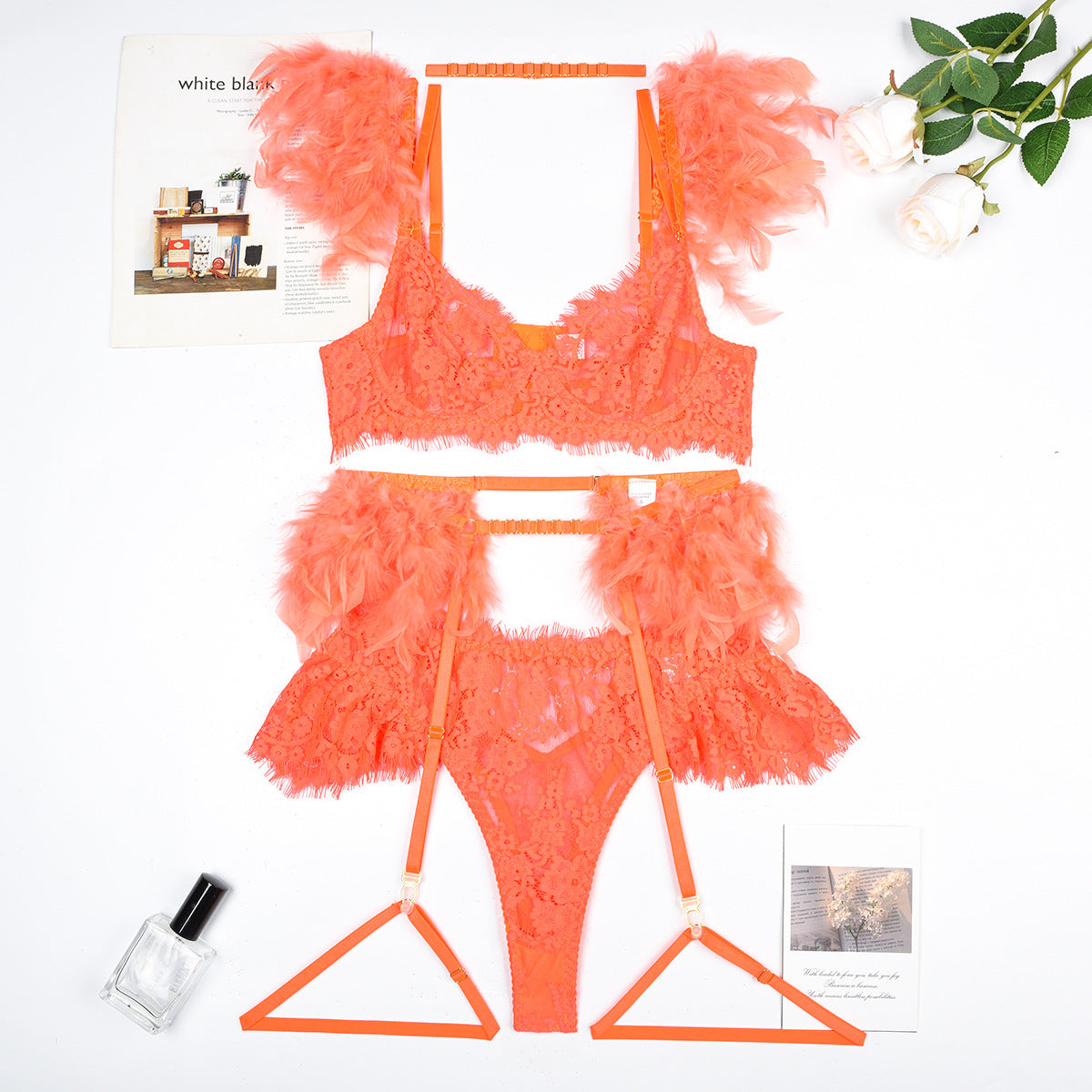 Feather Delight Garter Set