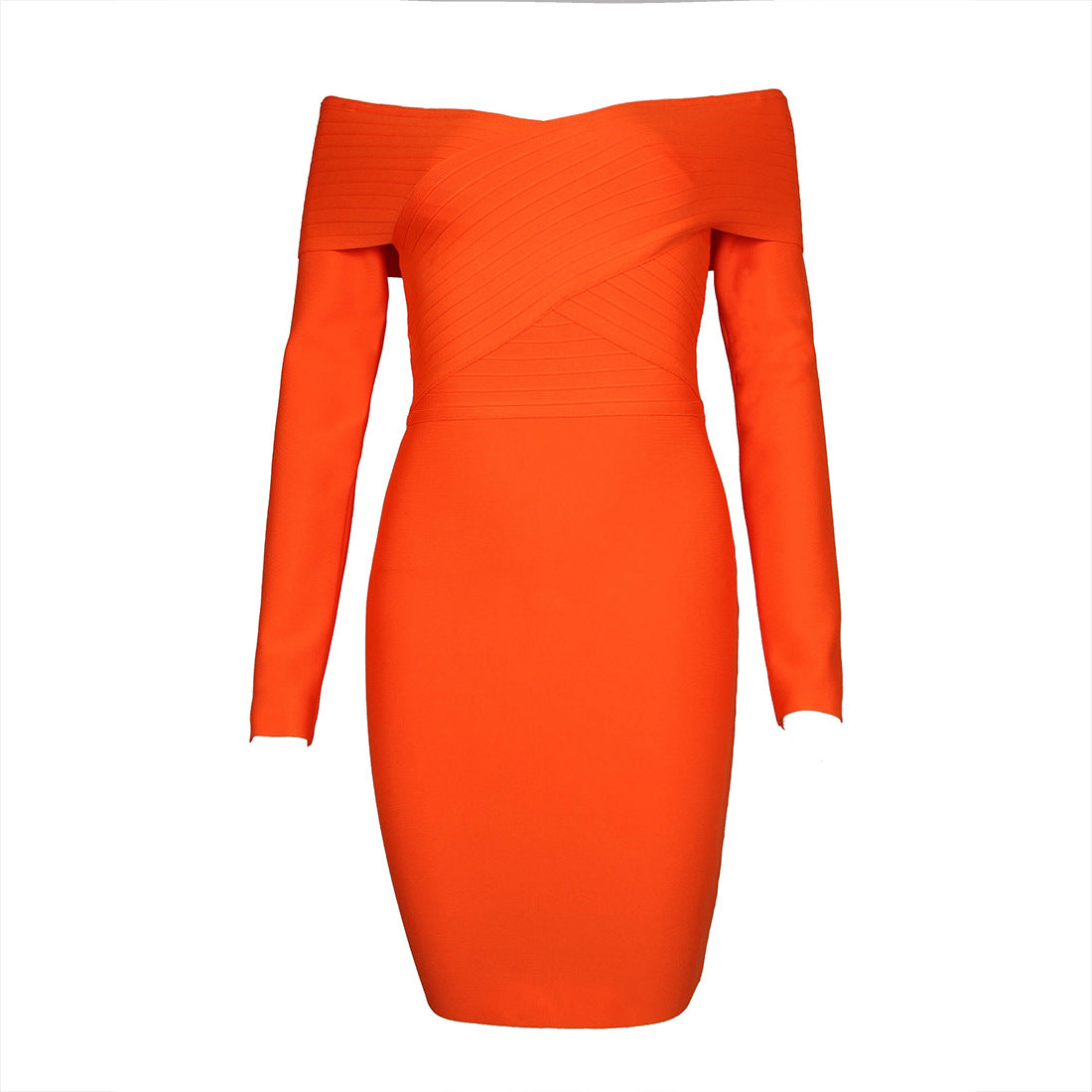 Allie Long Sleeved Criss Cross Bandage Midi Dress