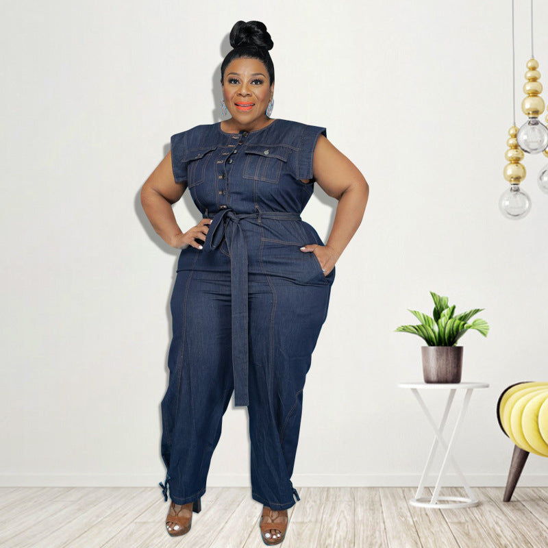 Summer Denim Wide Leg Jumpsuit