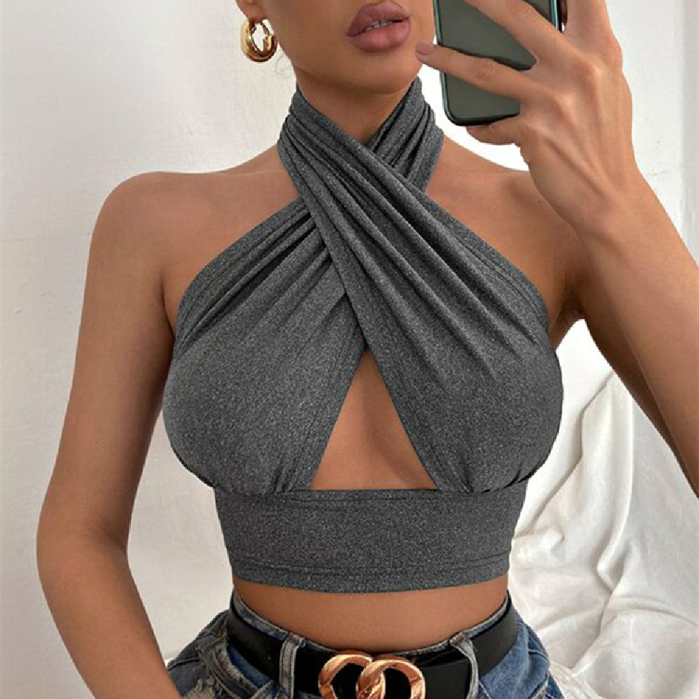 Lydia Criss Cross Halter Crop Top