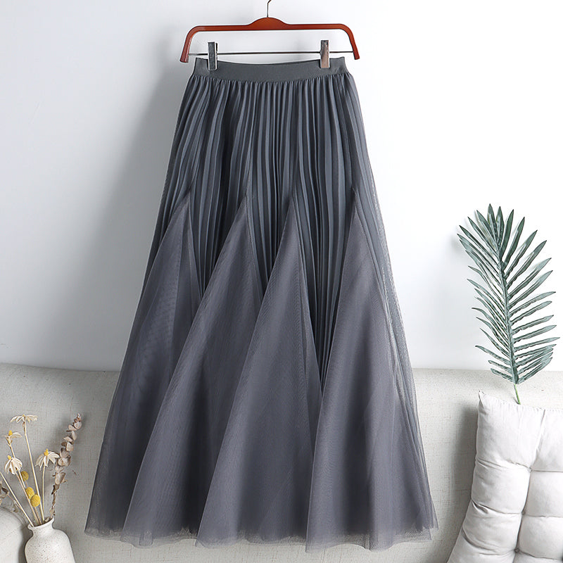 Pleated Gauze A-line Skirt