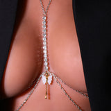 Dazzling Rhinestone Cross Chest Chain Body Jewelry