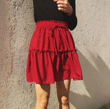 Polka Dot Pleated Red Skirt