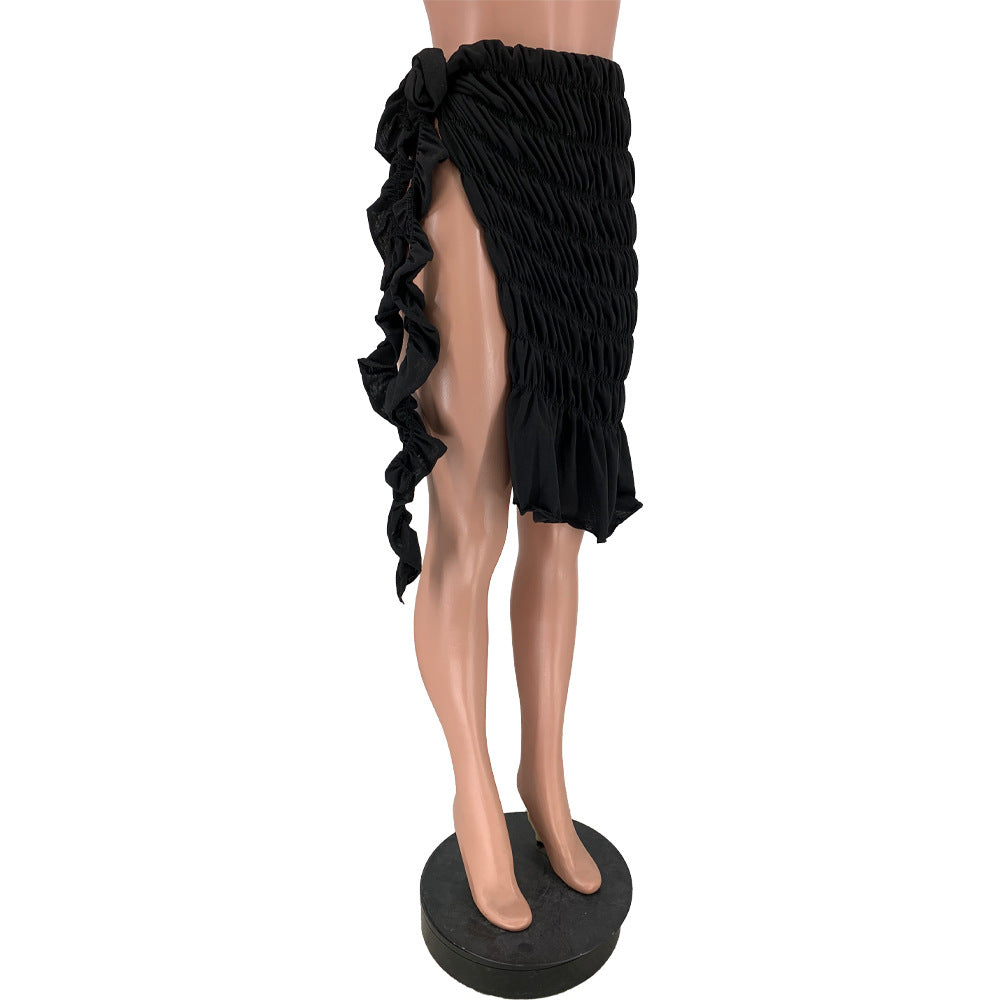 Pleated Split Skirt