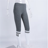 Gray & White Dual Stripe Leggings