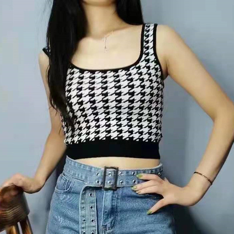 Ashton Houndstooth Crop Cami