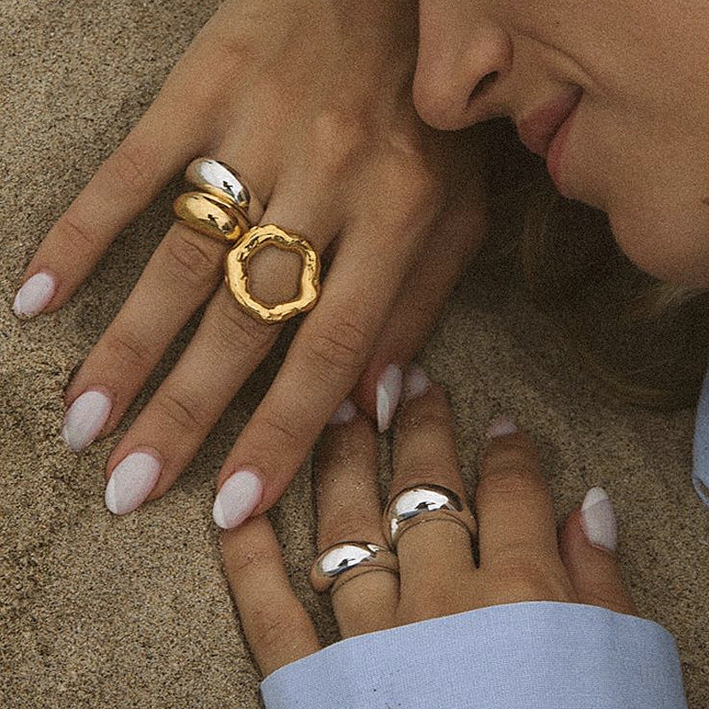 Simple French Gold Ring Set