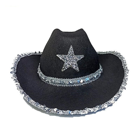 Bilateral Sequined Party Black Cowboy Hat