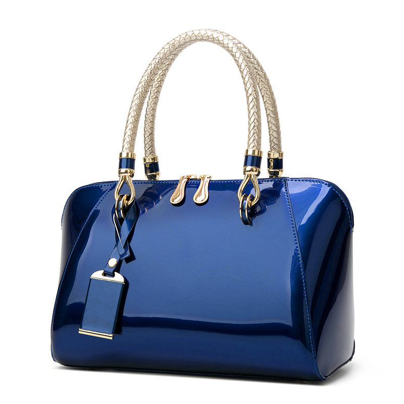 Blue Candy Patent Leather Shoulder Bag