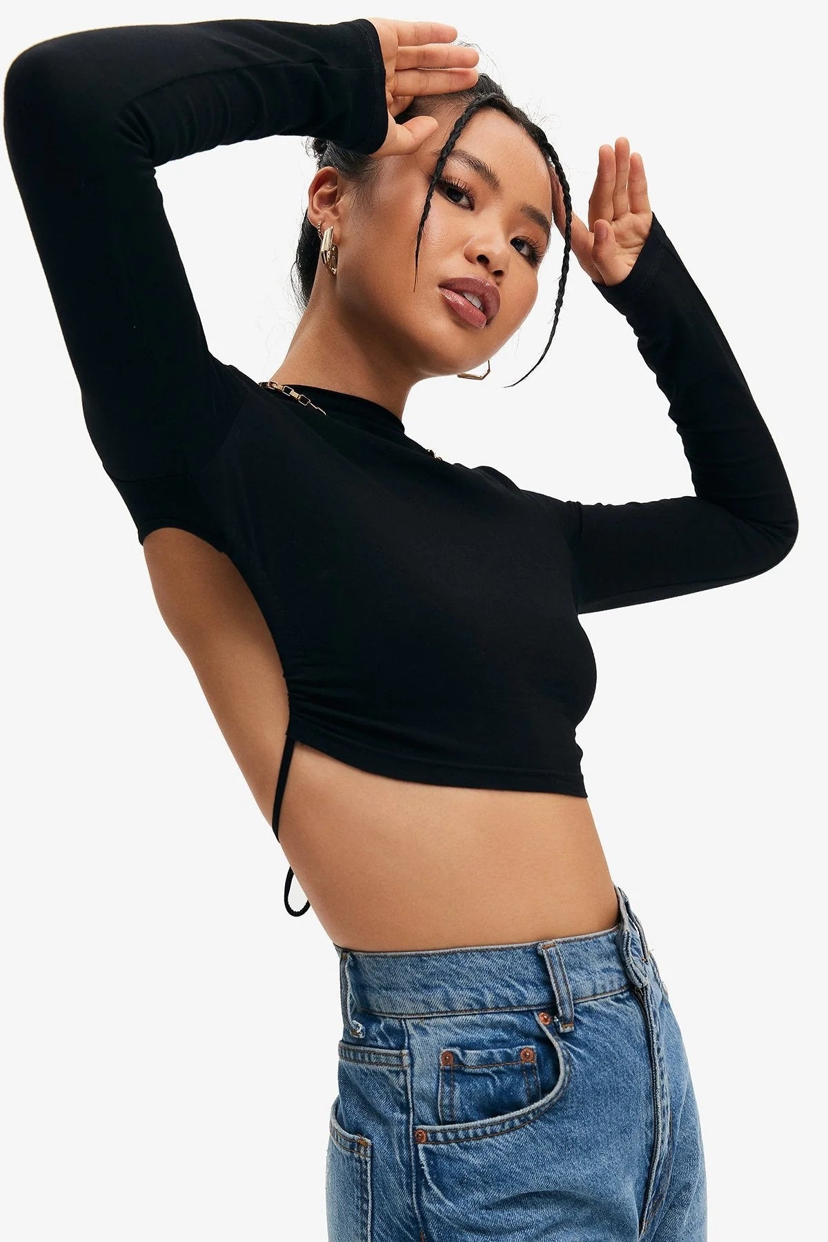 Backless Long Sleeved Crop Top