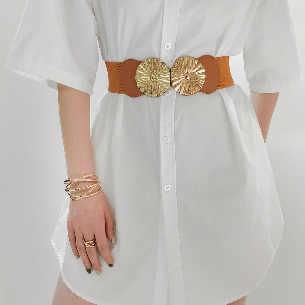 Metal Circle Elastic Waist Belt