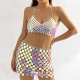 Unicorn Sequins Body Jewelry Mini Skirt Set