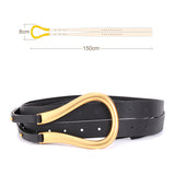 Golden Copper Oval Buckle Leather Belt