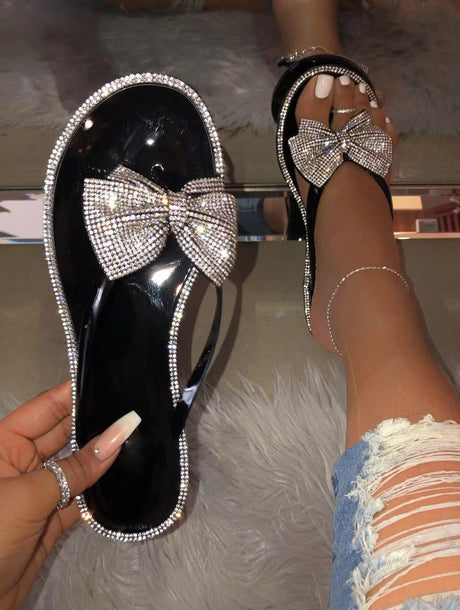 Pretty Bow Diamond Flip Flops