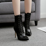 Seductive Serpent Lace-up Pointed-toe Women's Boots